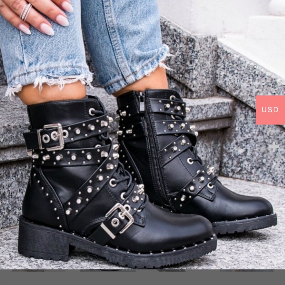Punk Rock motorcycles rhinestone boots